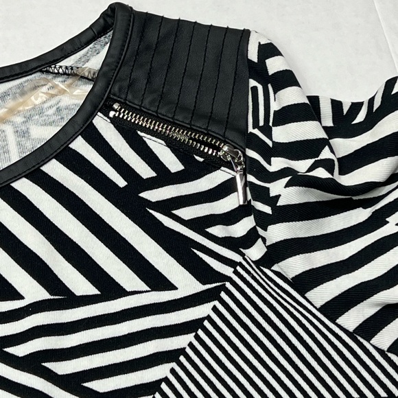 Women's Plus Size Geo Stripes Tunic Top Black Blouse White Shirt 3/4 Sleeves 2X - Picture 11 of 17